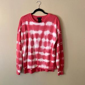 Design History women Pink White tie dye sweater.